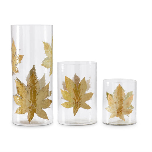 Leaf Cylinder Vases S/2