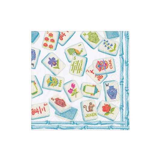 Mahjong Cocktail Napkins Blue