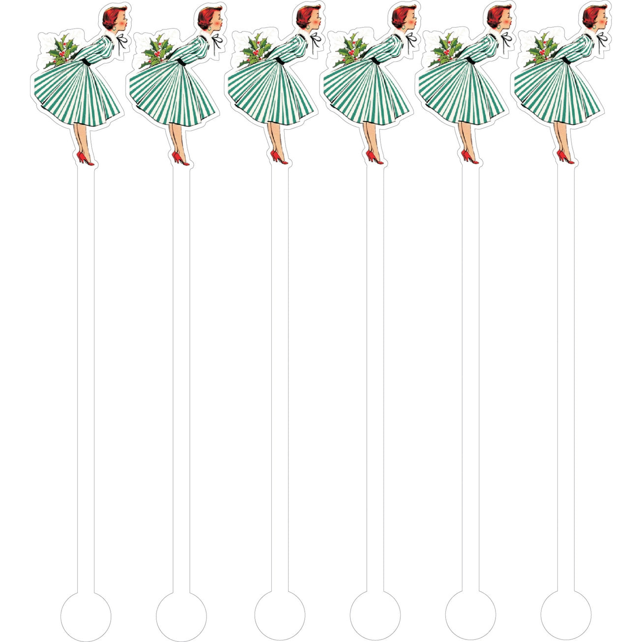 Christmas Kissing Woman Cocktail Stick Stirrer S/6