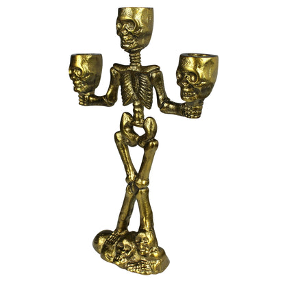 Brass Skeleton Candelabra with Skulls