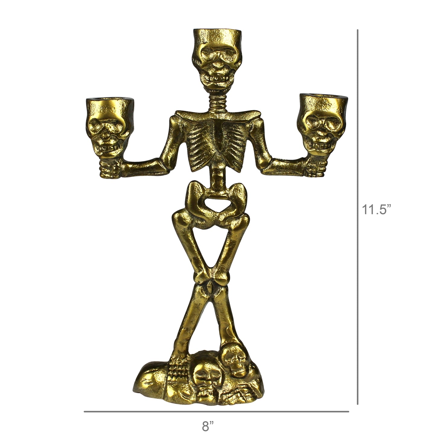 Brass Skeleton Candelabra with Skulls
