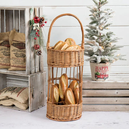 Round Boiled Willow Bar Caddy Basket Food & Drink Display