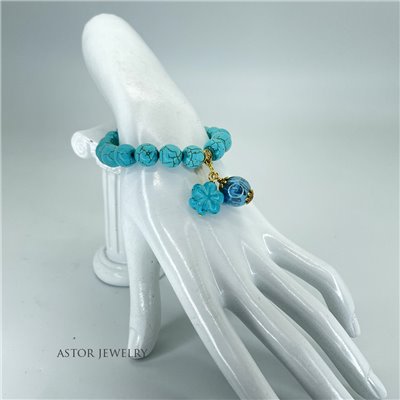 Turquoise Flower Porcelain Bracelet