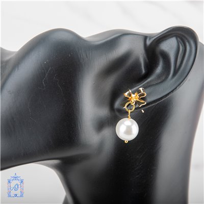 Pearl Golden Ribbon Earrings