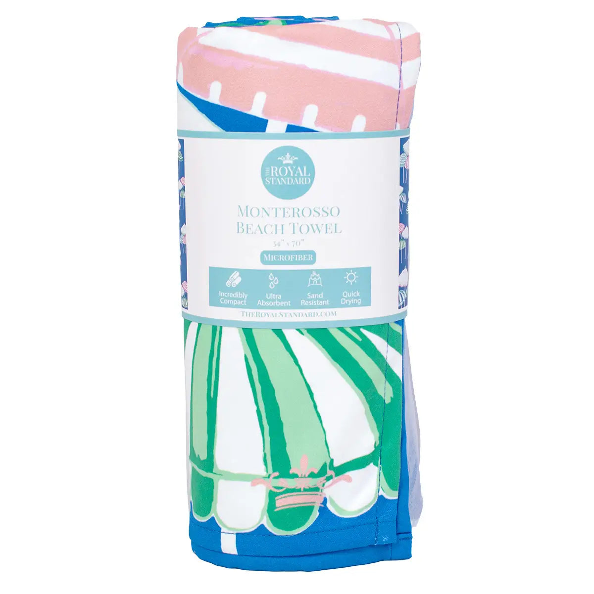 Monterosso Beach Towel Sapphire/Pink/Capri