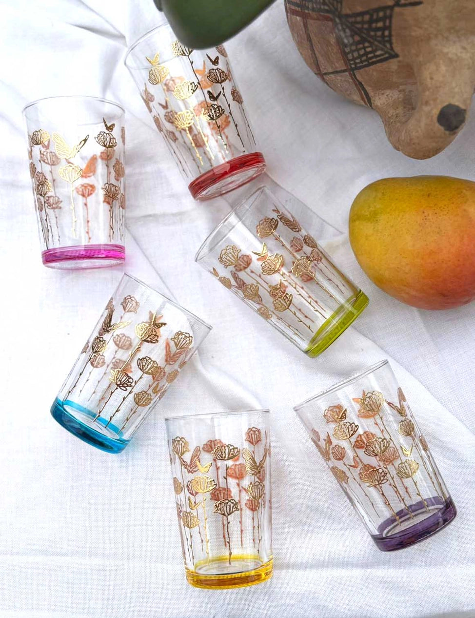 Moroccan Tea Glasses Tulips S/6