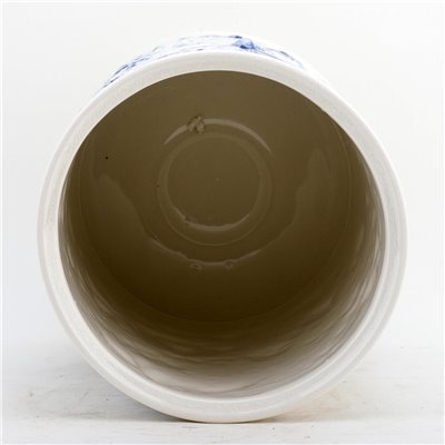 Bucket Embossed Bird  Blue White