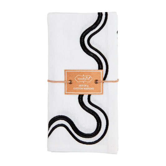 White & Black Squiggle Napkin Set