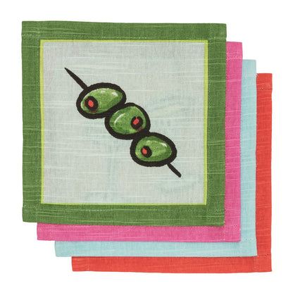 Olive Bar Cocktail Napkin S/4