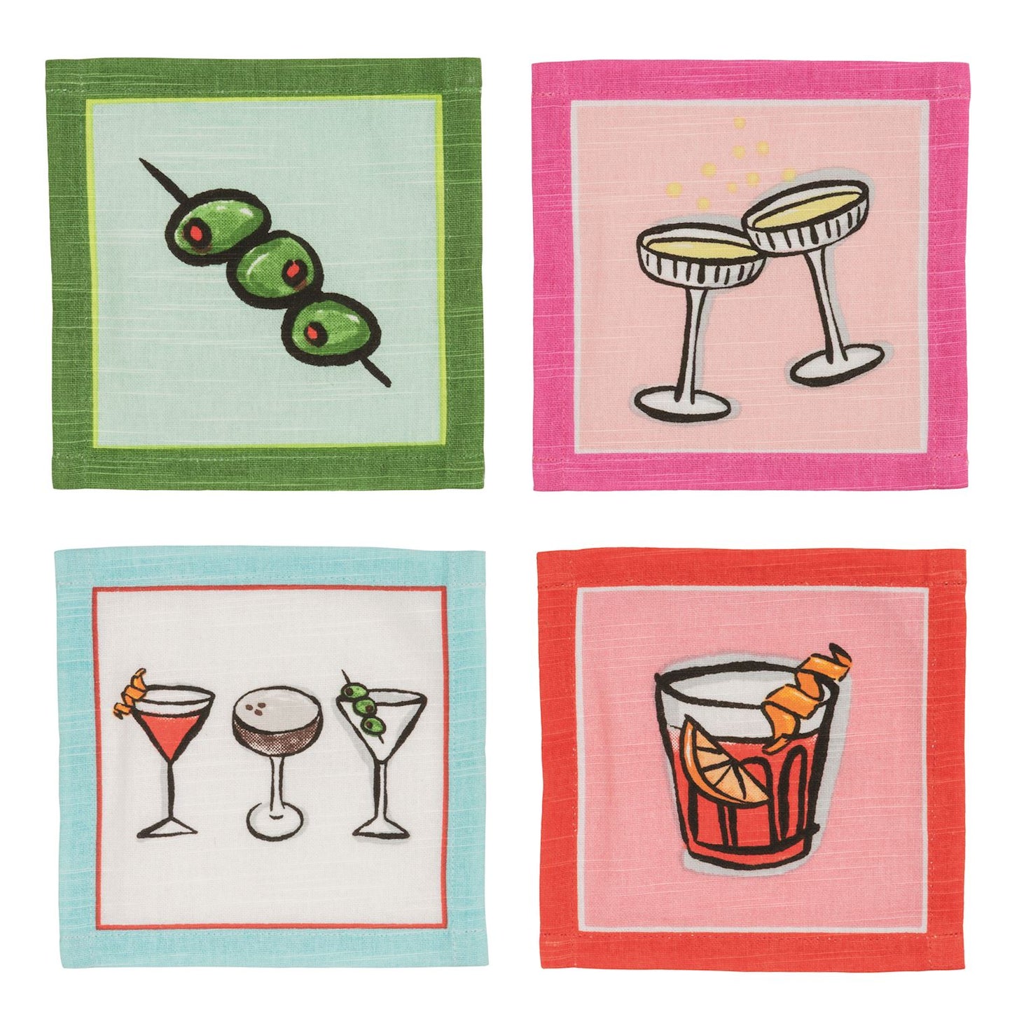 Olive Bar Cocktail Napkin S/4