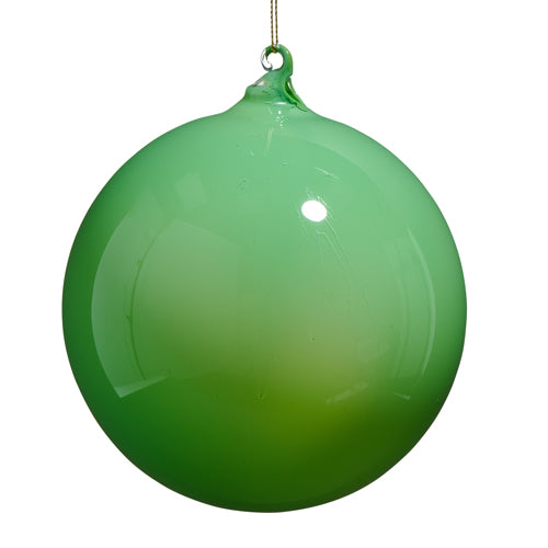 Green Opaque Blown Glass Ball Ornament