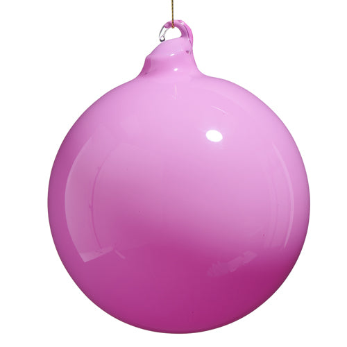 Pink Opaque Blown Glass Ball Ornament