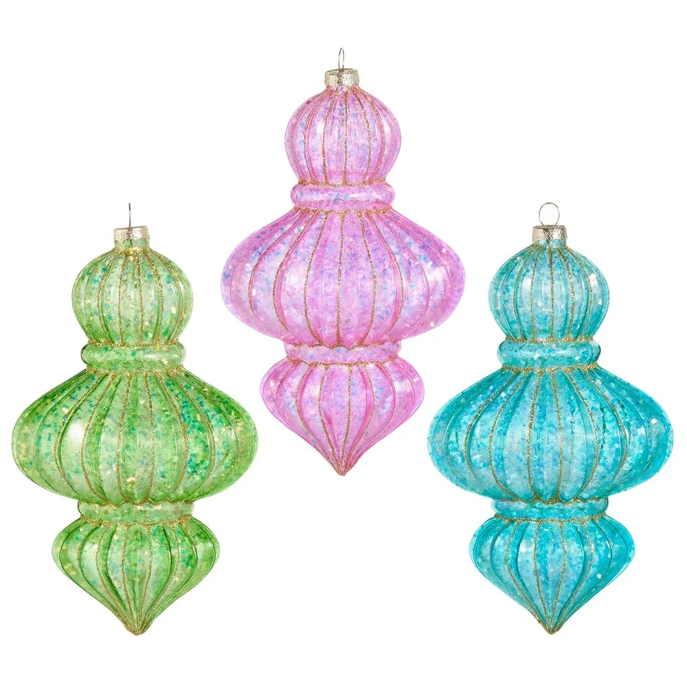 Bright Glitter Finial Ornament - 3 Colors