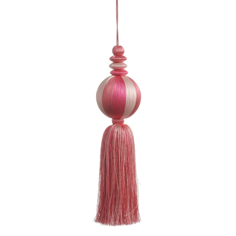 Pink Yarn Tassel Ball Ornament