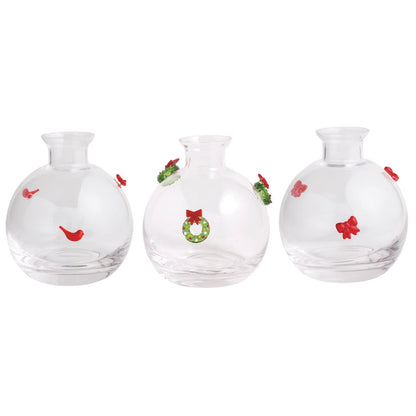 Christmas Glass Icon Bud Vases