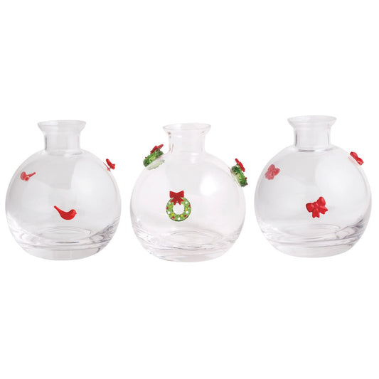 Christmas Glass Icon Bud Vases