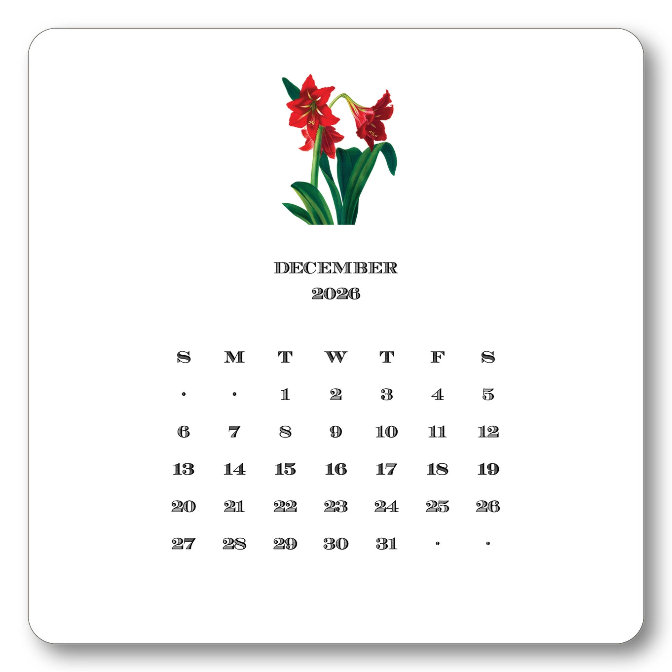 2026 Floral Calendar with Easel