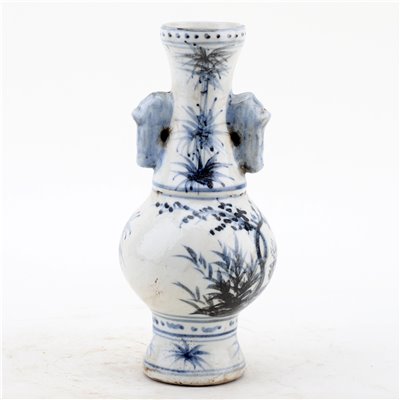 Blue and White Vase with Handles