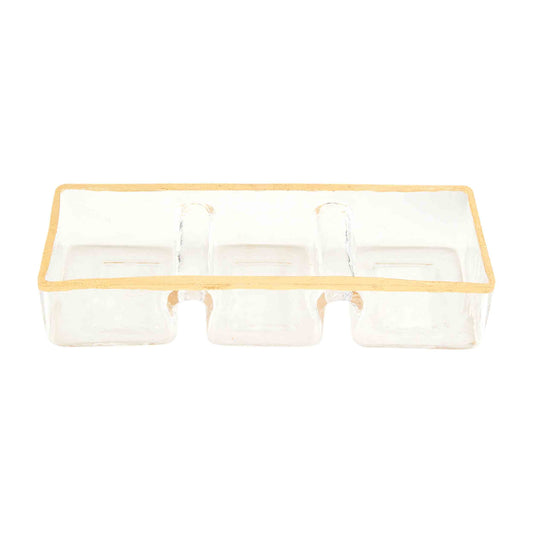 Gold Edge Triple Sectioned Dish