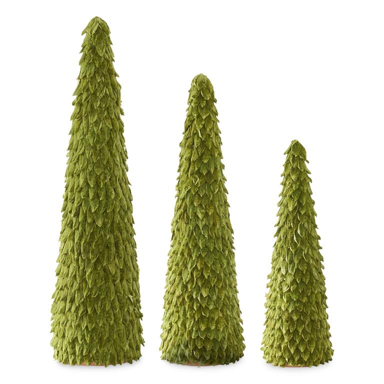 Dark Green Petal Leaf Cone Trees (3 Sizes)