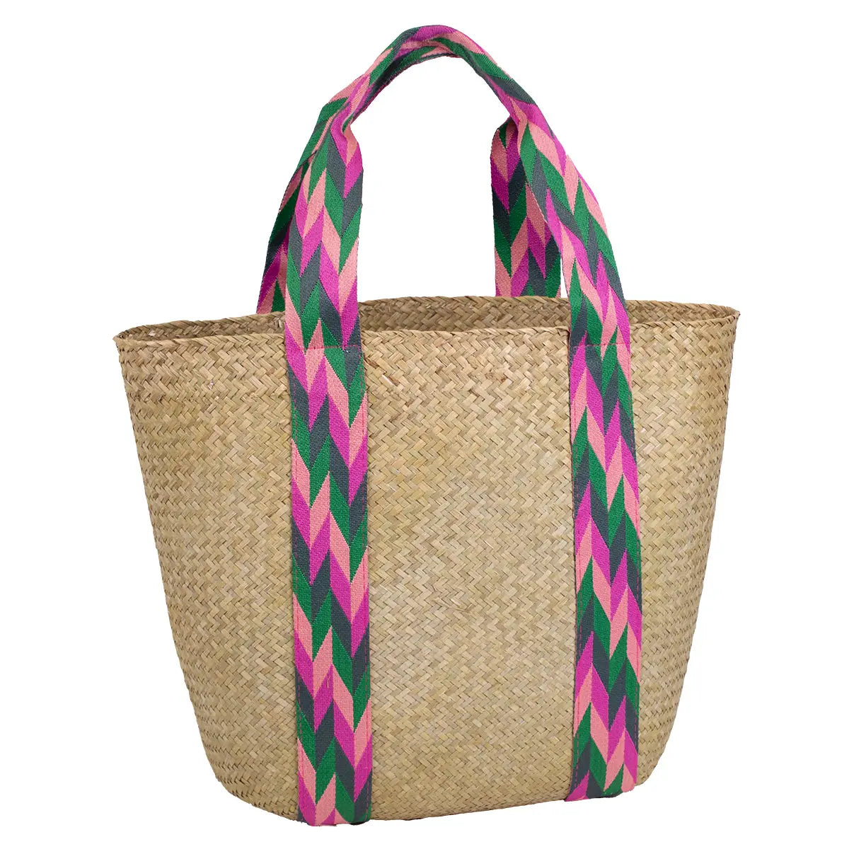 Exuma Straw Tote Natural/Pink/Green/Gray