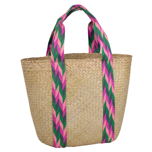 Exuma Straw Tote Natural/Pink/Green/Gray