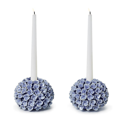 Hydrangea Taper Holders S/2 -Blue