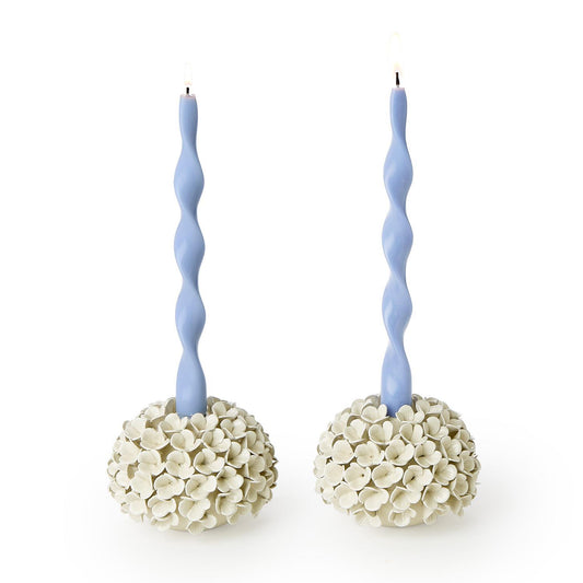 Hydrangea Candleholders S/2 - White