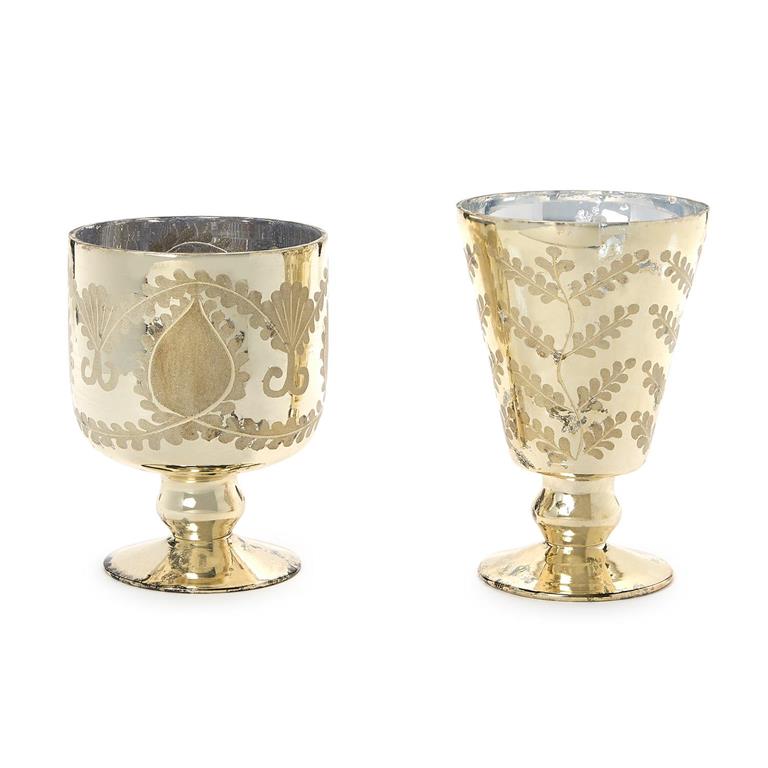 Etched Mercury Glass Cacehpot