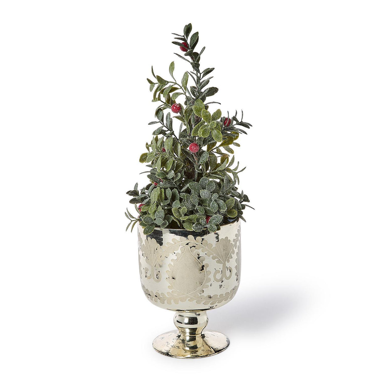 Etched Mercury Glass Cacehpot