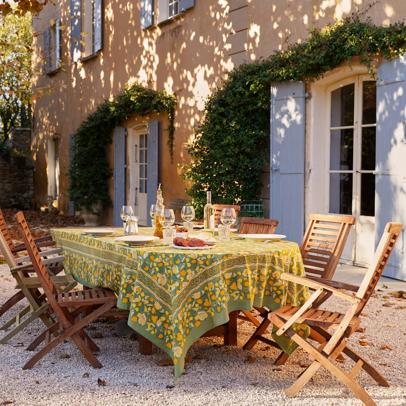 French Tablecloth Fruit Yellow/Green 71"x106"