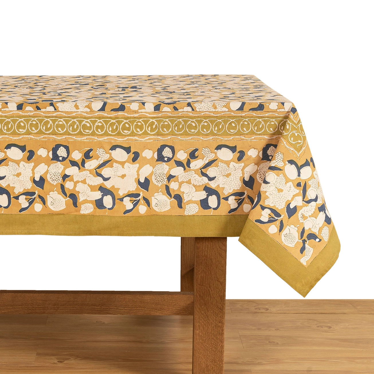 Forest Harvest Mustard & Blue French Tablecloth