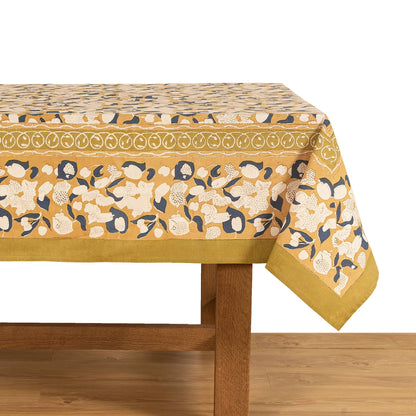 Forest Harvest Mustard & Blue French Tablecloth