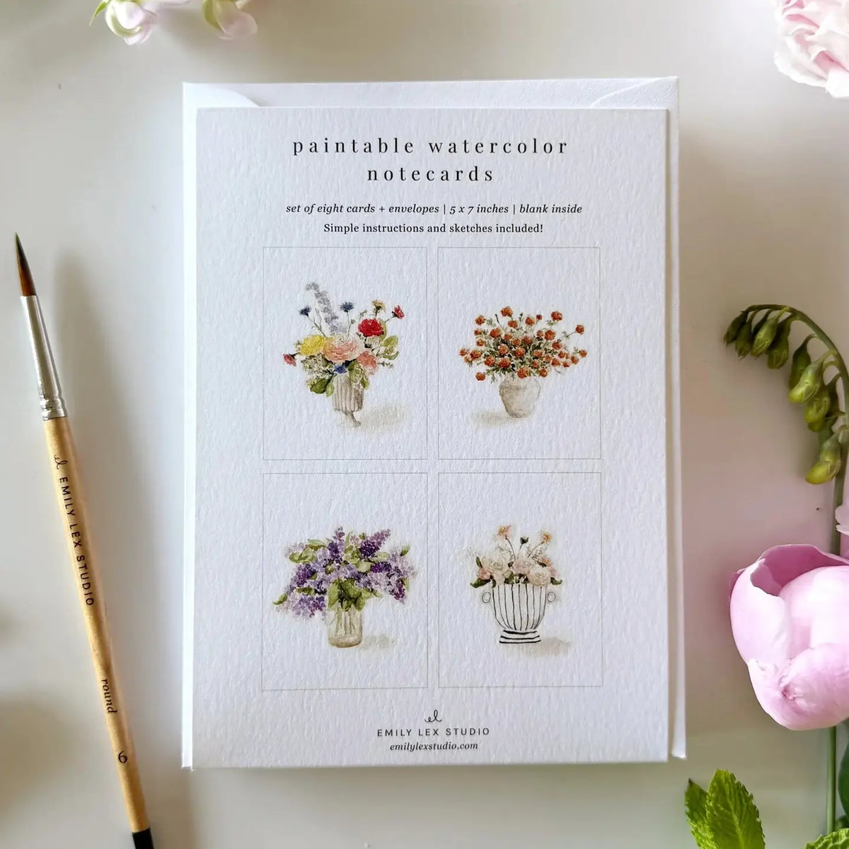 Bouquets Paintable Notecard Set