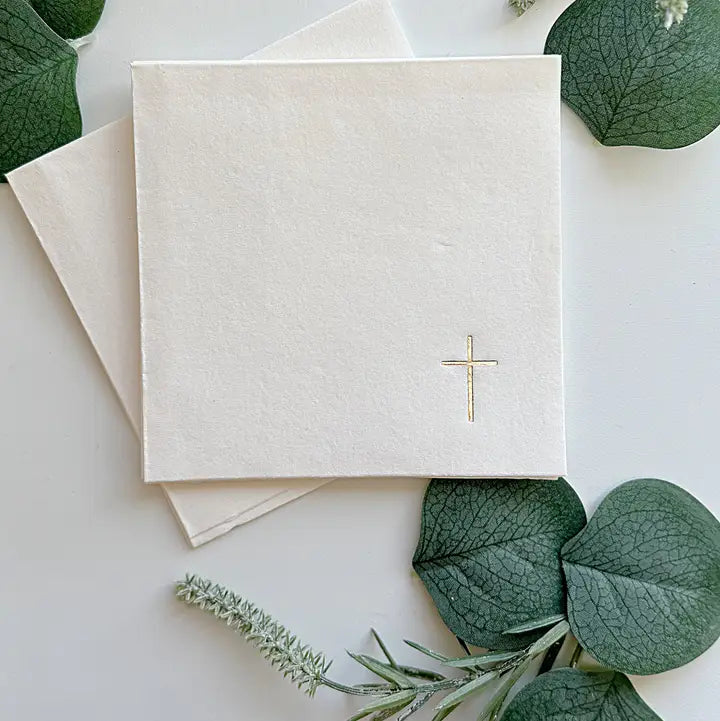Gold Cross Cocktail Napkins