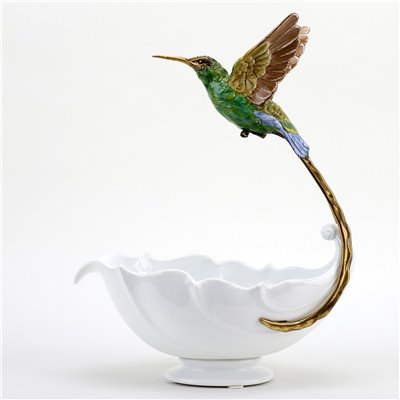 Blue Green Hummingbird With Dish