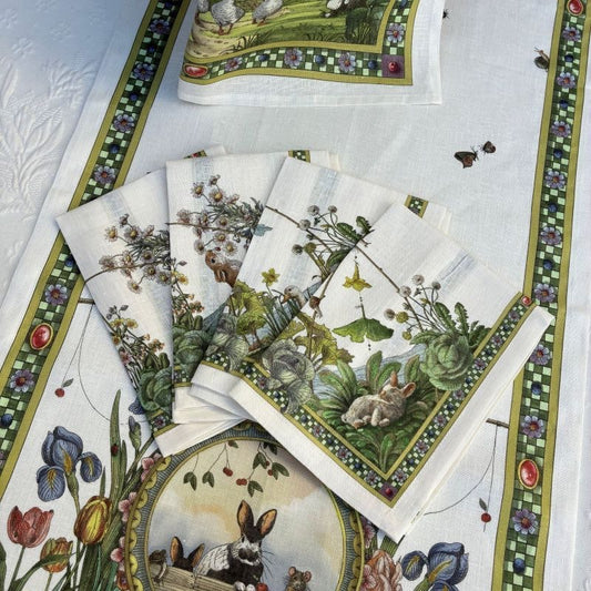 Bunny Garden Linen Dinner Napkins S/4