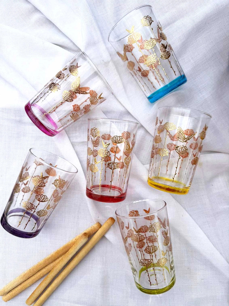 Moroccan Tea Glasses Tulips S/6