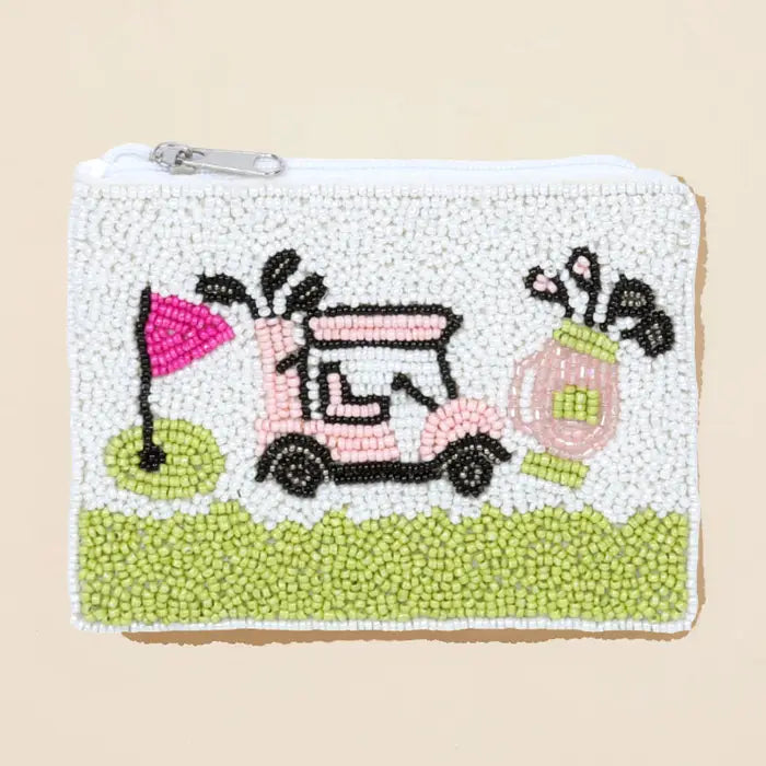 Golf Card Beaded Mini Pouch Bag