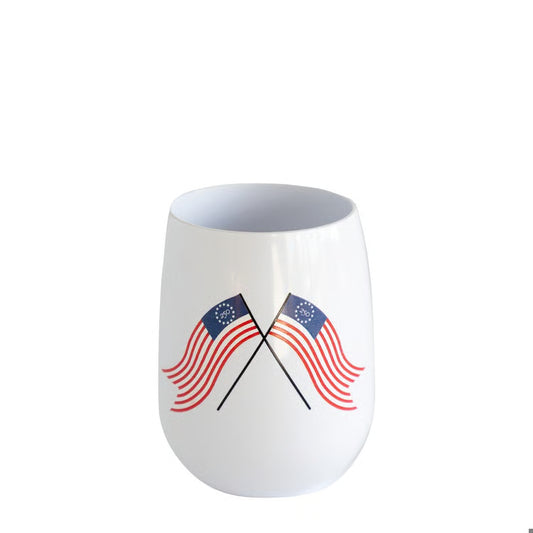 American Flag Stemless Wine Glass