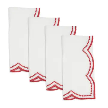 Embroidered Dot Dinner Napkins S/4