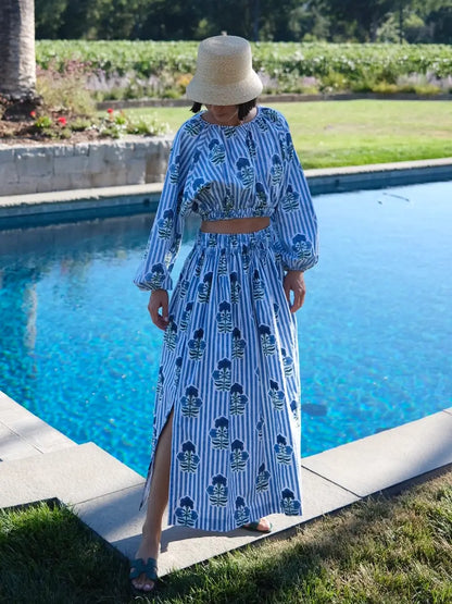 Newport Skirt Blue Green Flower