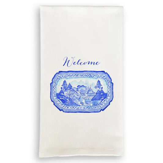 Blue and White Platter Kitchen Towel