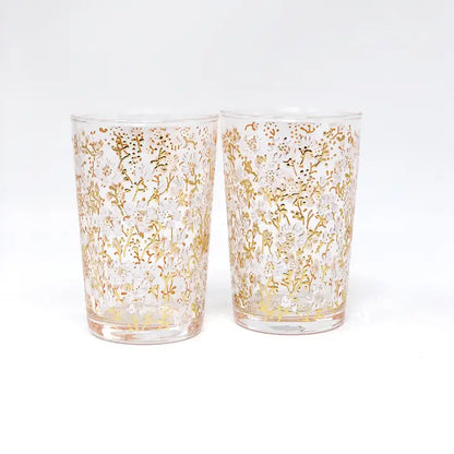 Painted Tea Glasses Flower Eden Clear