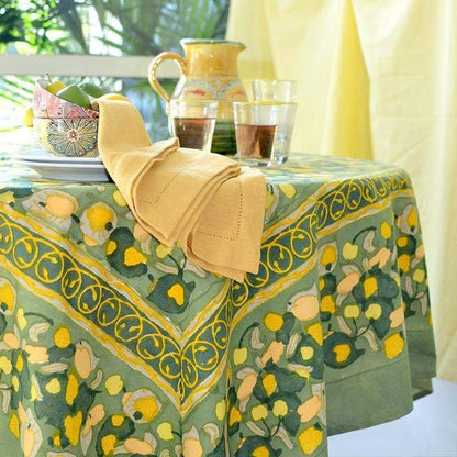 French Tablecloth Fruit Yellow/Green 71"x106"