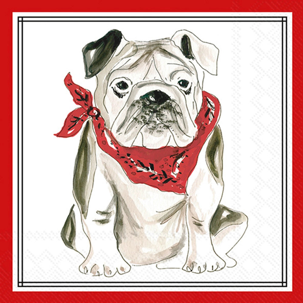 Red Bulldog Paper Cocktail Napkins
