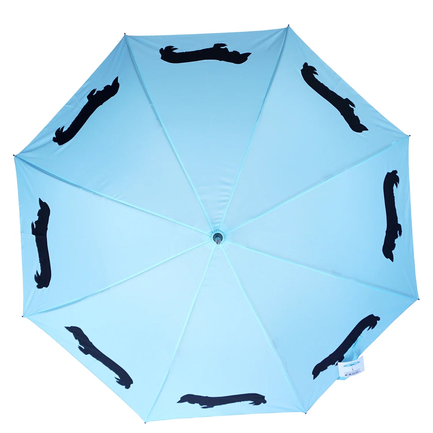 Dachshund Long-Haired Umbrella Black on Blue