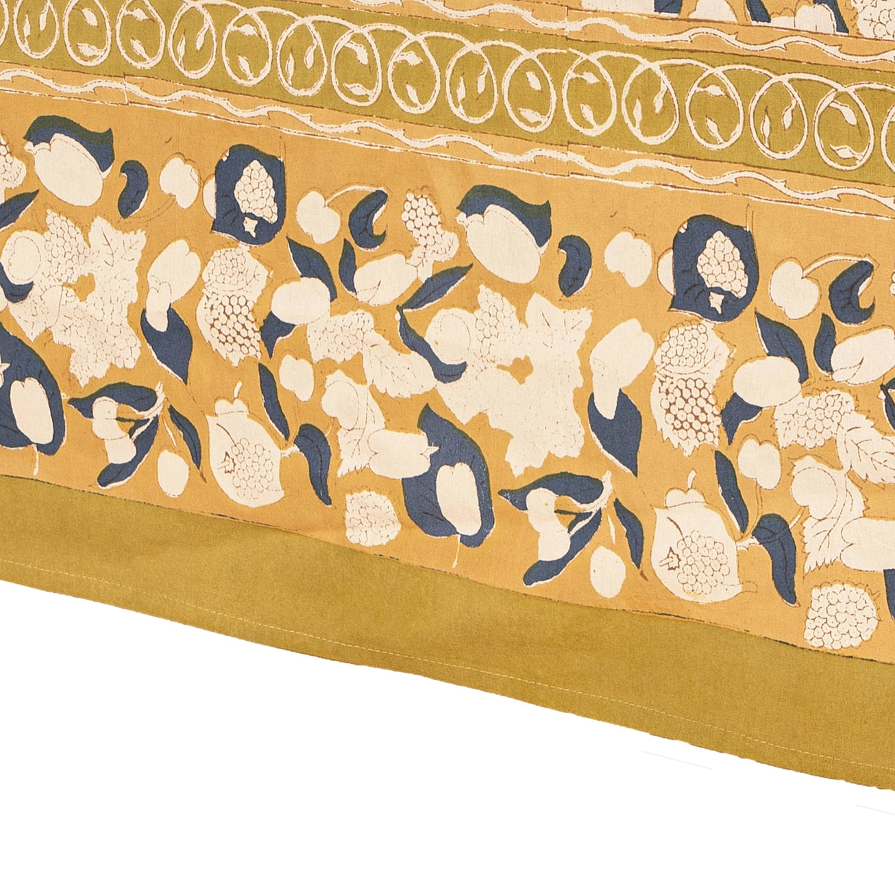 Forest Harvest Mustard & Blue French Tablecloth