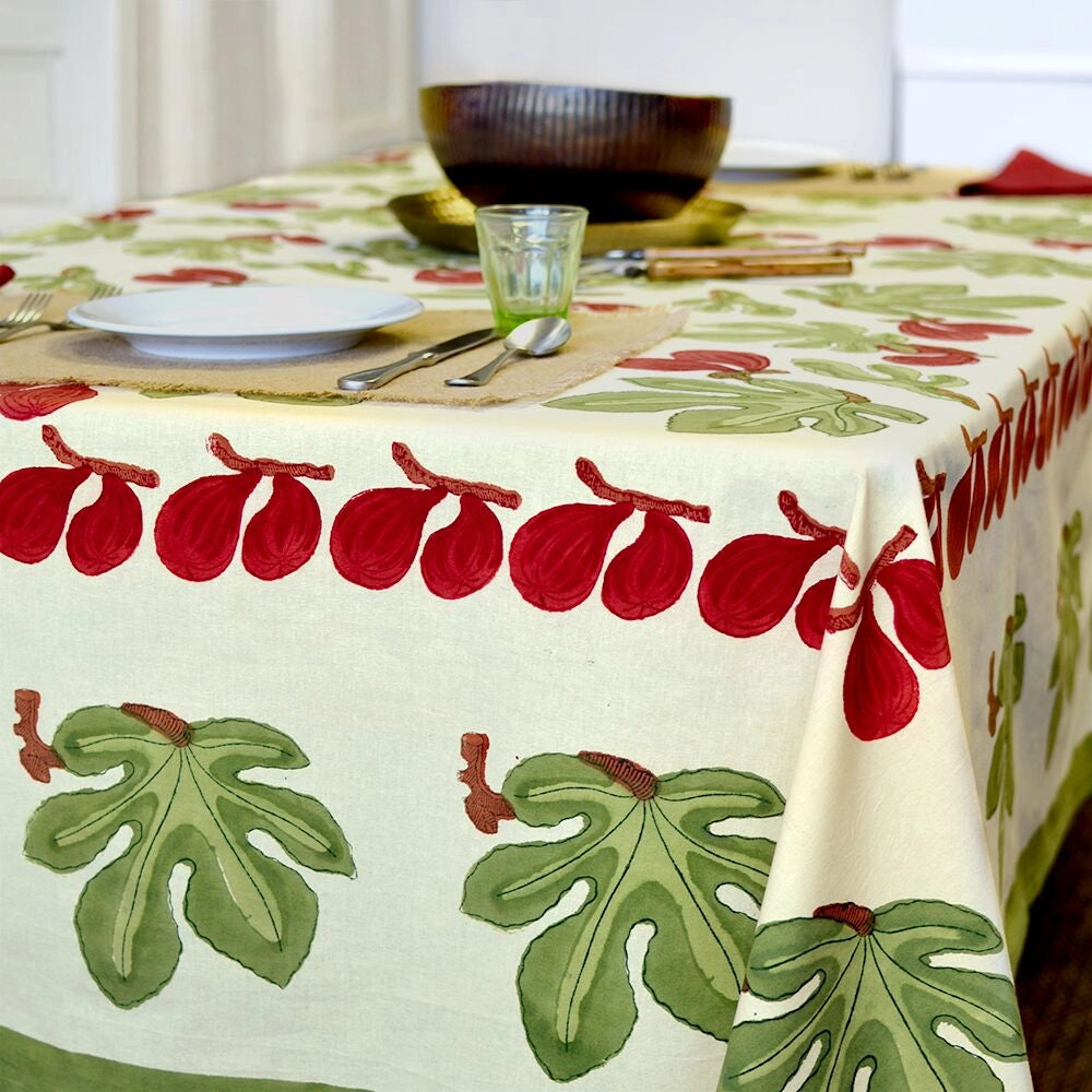 Fig Red & Green French Tablecloth