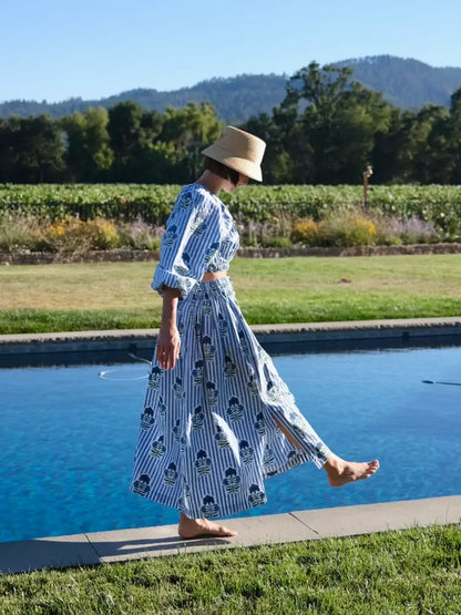 Newport Skirt Blue Green Flower